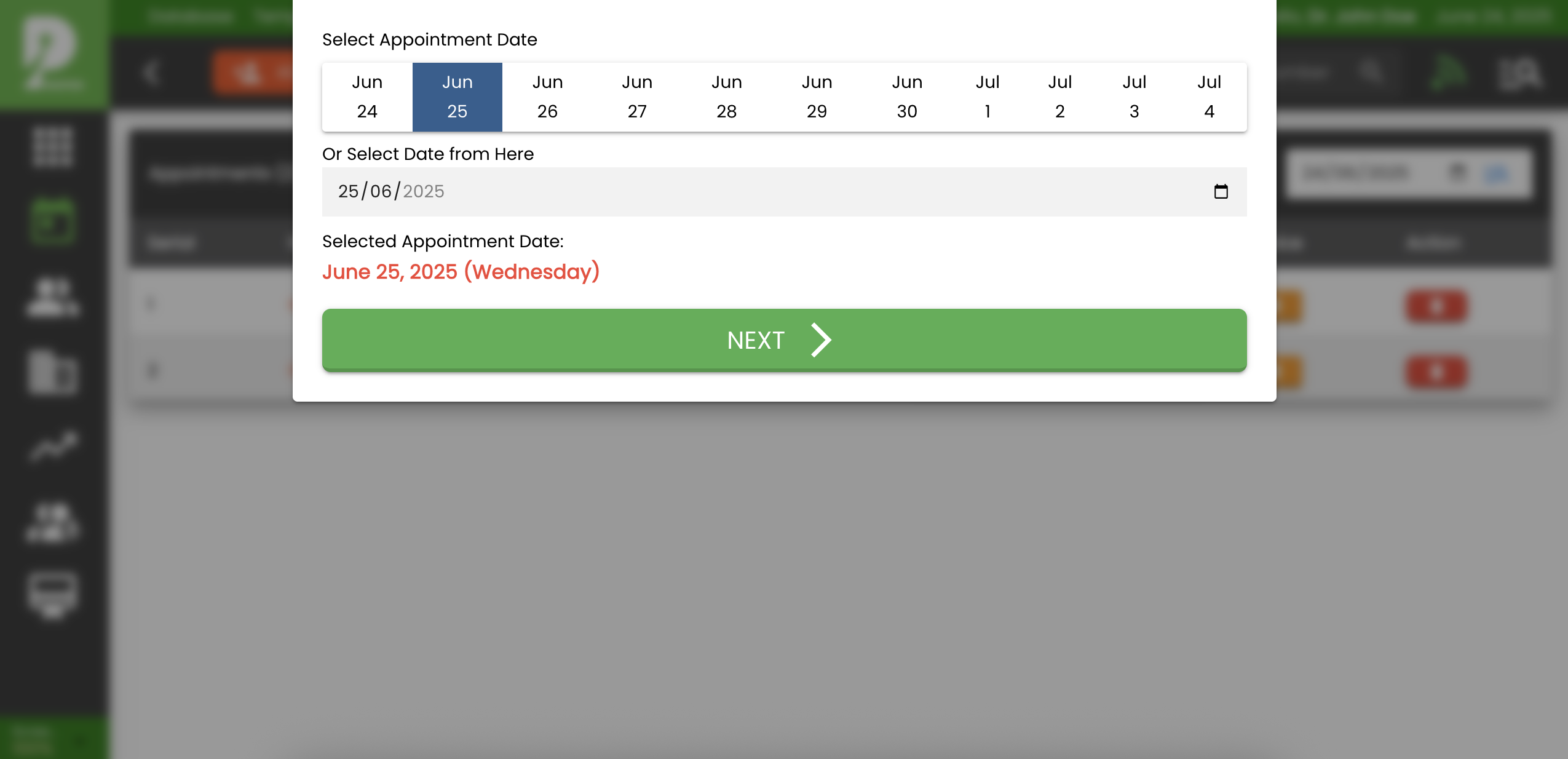 ProtonEMR Appointment Schedule