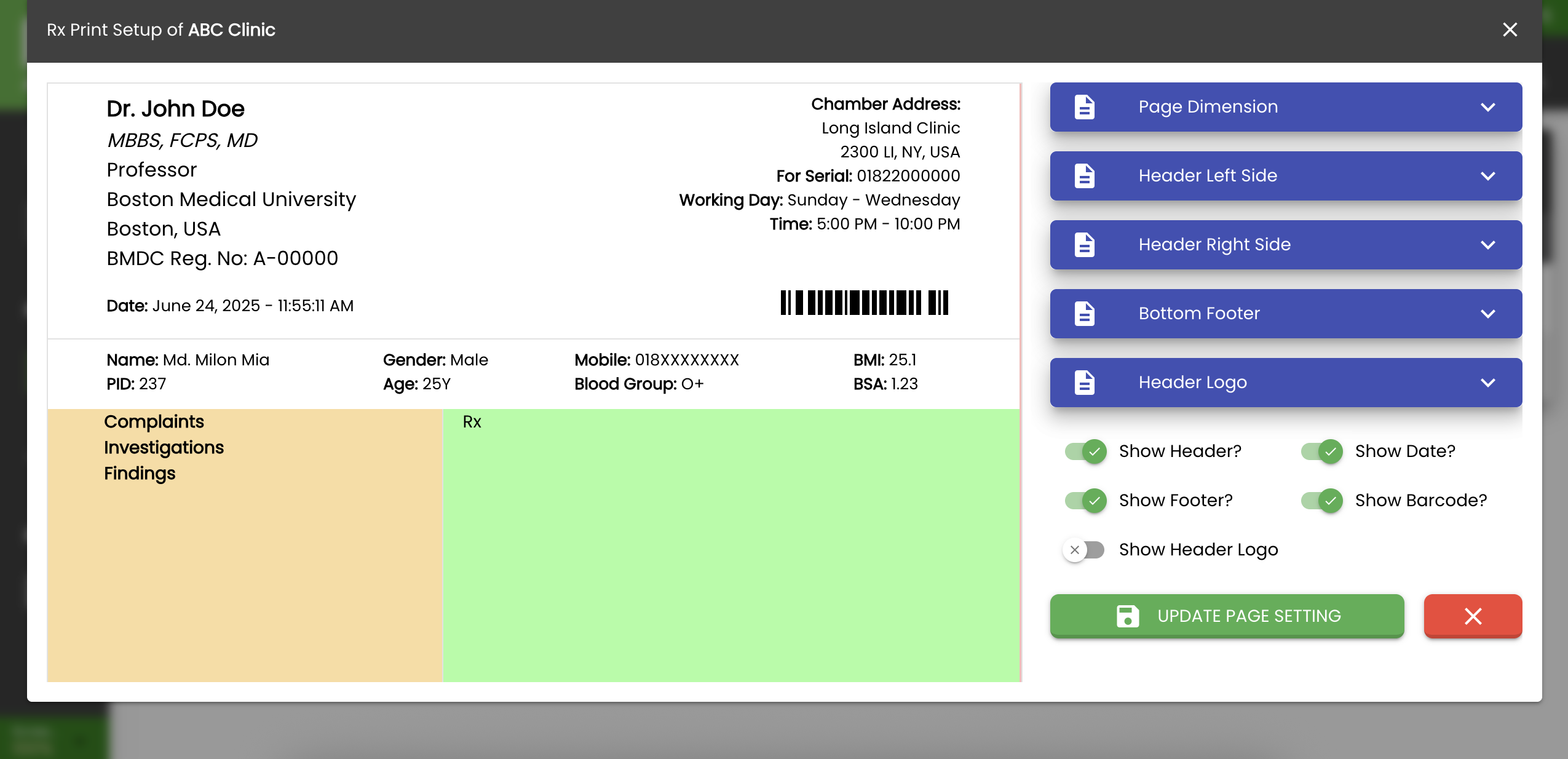 ProtonEMR Customized Prescription